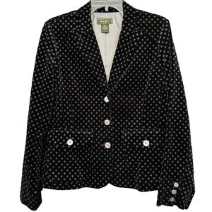 Eddie Bauer Size 10 Black Velvet Patterned Blazer